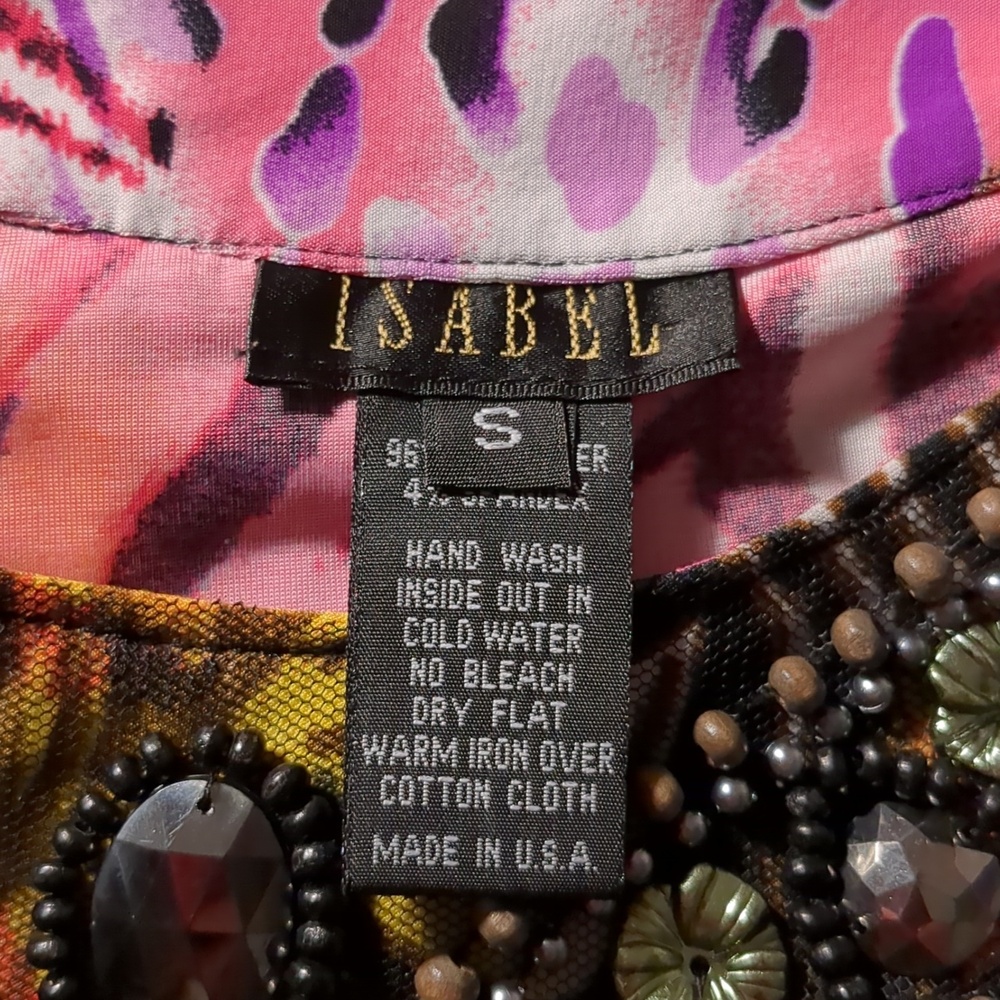 Isabel Vibrant Pink Animal Print Embellished Neck Line Knitted Dress Size Small - Picture 3 of 6